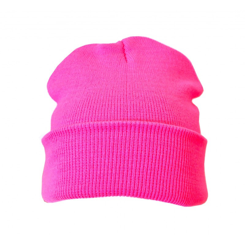 Plain Neon Pink Casual Warm Winter Beanie Hat (Pack of 1)